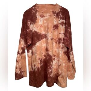 Tie-Dye Long Sleeve Top - Brown and Tan